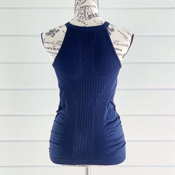 Athleta Diamond Mesh Navy Trophy Tank Top XS - Picture 3 of 8